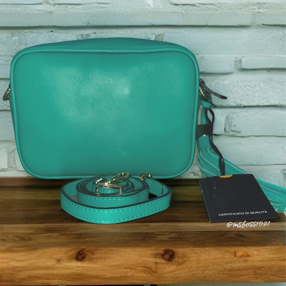Mario Valentino Mia Leather Crossbody in Peacock Green NWT - Picture 2 of 7